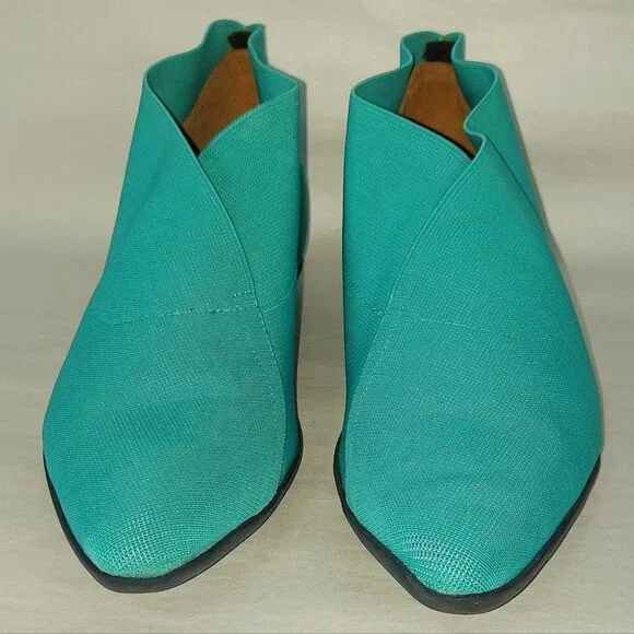 John Fluevog Women Power Up Embrace Elastic Ankle Booties Size 9 Teal Vegan - Picture 2 of 12